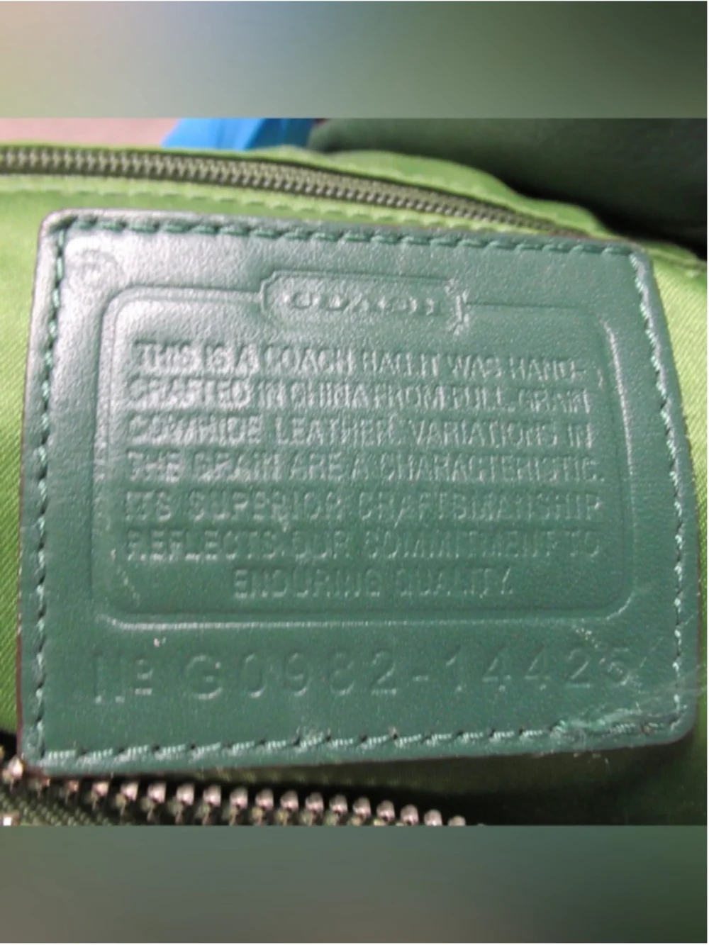 COACH Green Leather Satchel Carryall Pebbled Bag